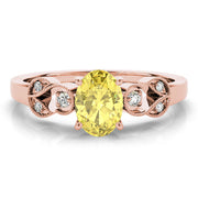 Graceful Fashion Ring Oval Diamond Engagement Ring in 10K/14K gold and platinum with certified lab-grown or natural diamonds