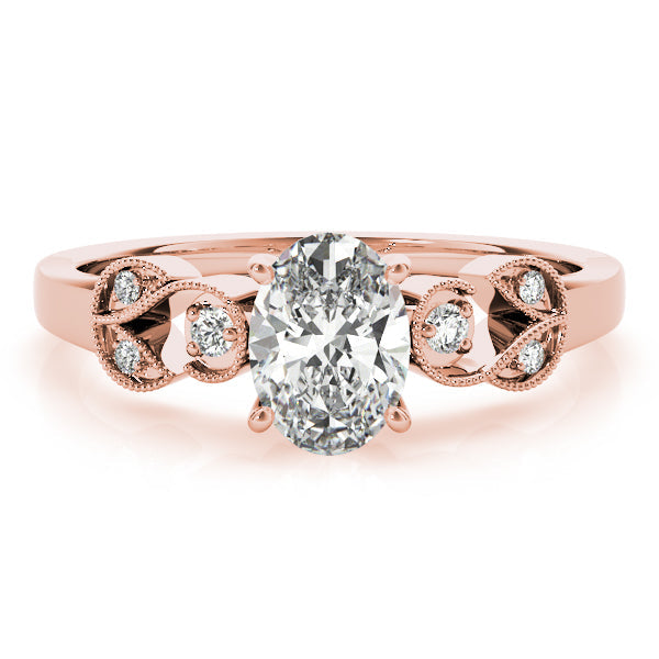 Graceful Fashion Ring Oval Diamond Engagement Ring in 10K/14K gold and platinum with certified lab-grown or natural diamonds