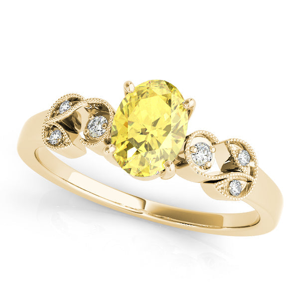 Graceful Fashion Ring Oval Diamond Engagement Ring in 10K/14K gold and platinum with certified lab-grown or natural diamonds