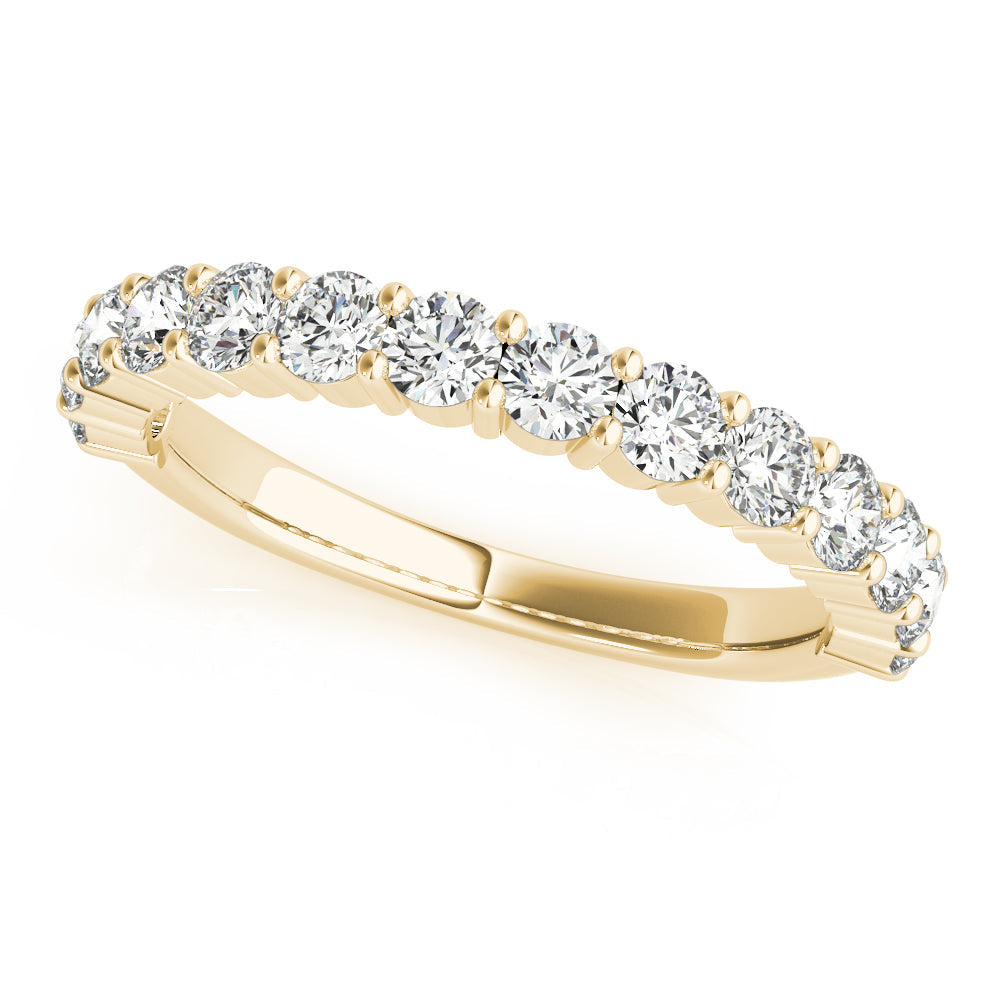 Single Row Prong Set Wedding Half Eternity Ring in 10K/14K gold and platinum with certified lab-grown or natural diamonds
