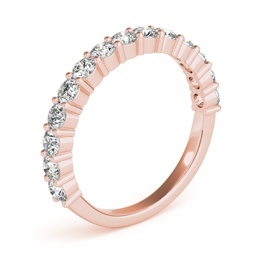 Single Row Prong Set Wedding Half Eternity Ring in Gold & Platinum