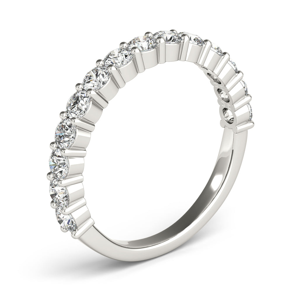 Single Row Prong Set Wedding Half Eternity Ring in Gold & Platinum