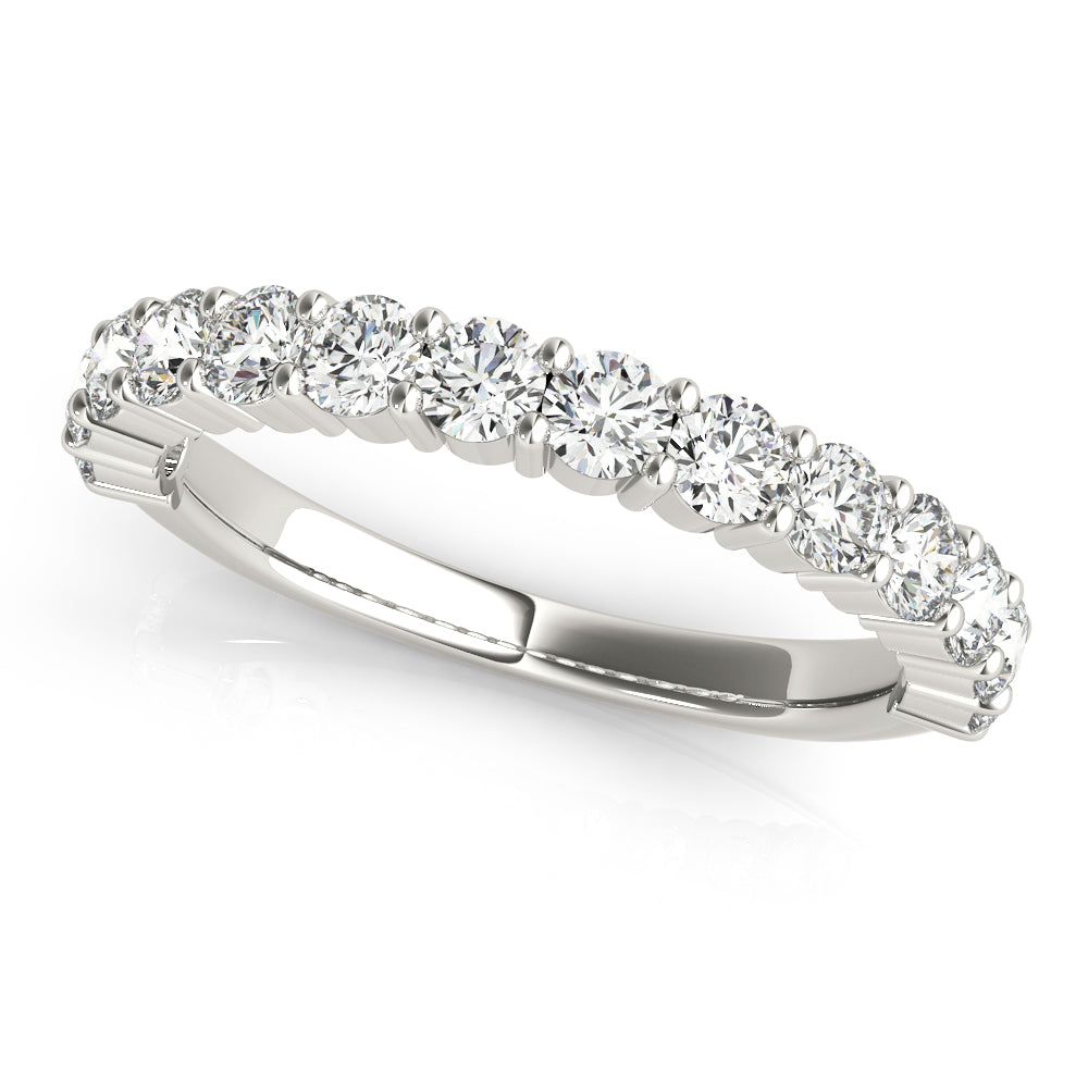 Single Row Prong Set Wedding Half Eternity Ring in Gold & Platinum