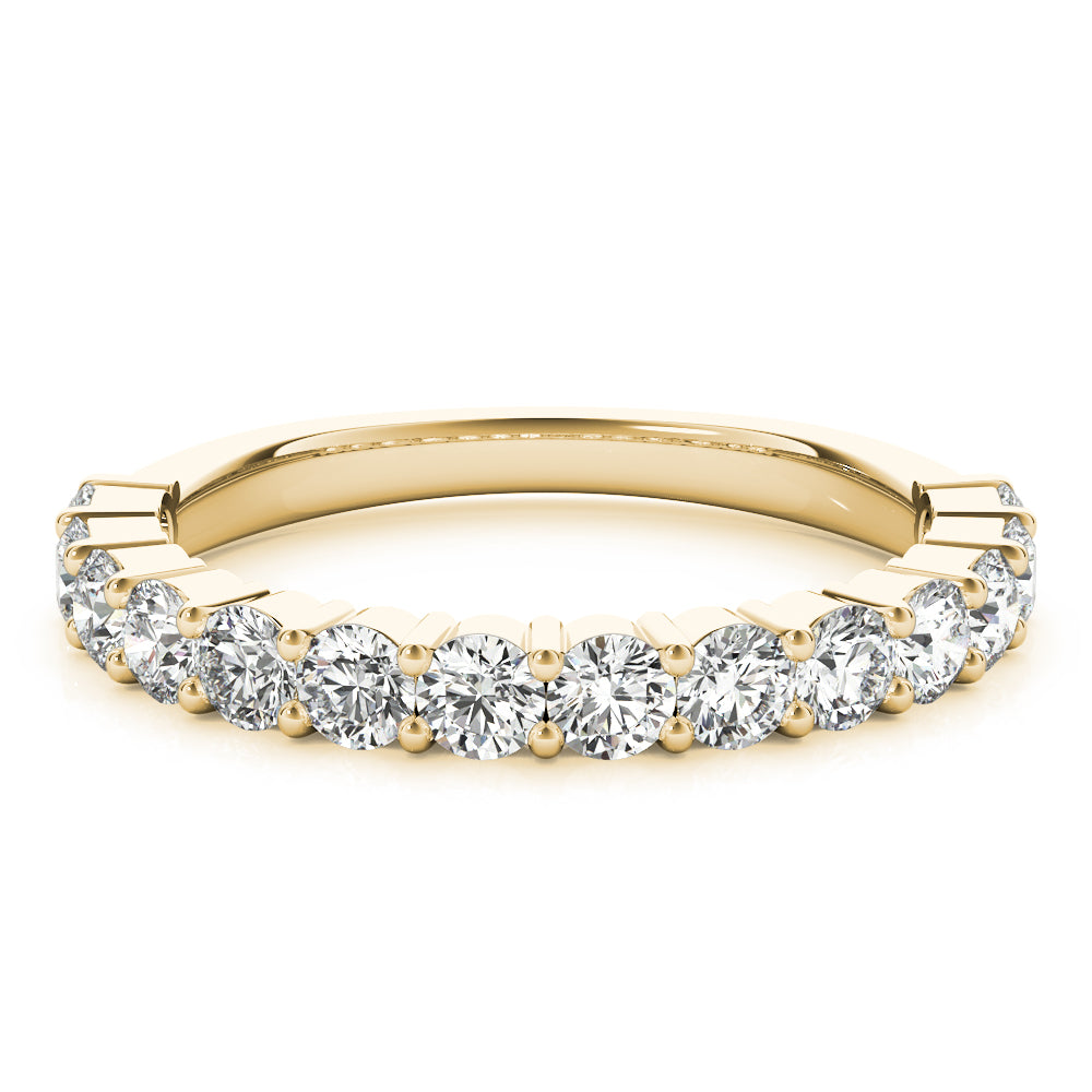 Single Row Prong Set Wedding Half Eternity Ring in Gold & Platinum
