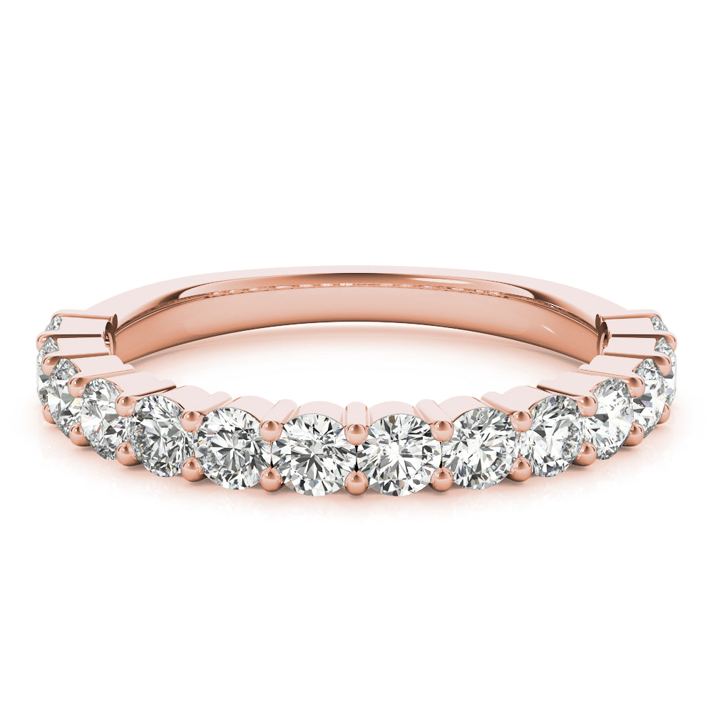 Single Row Prong Set Wedding Half Eternity Ring in Gold & Platinum