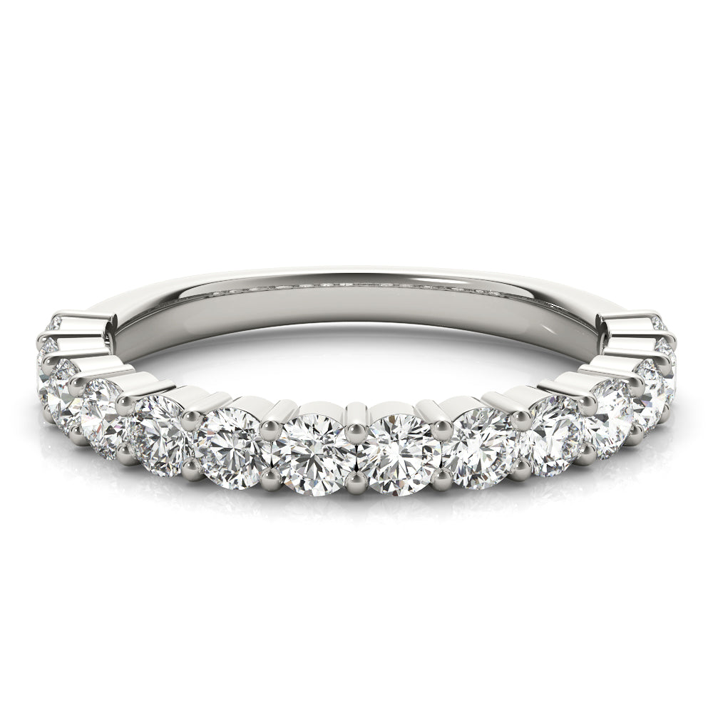 Single Row Prong Set Wedding Half Eternity Ring in Gold & Platinum