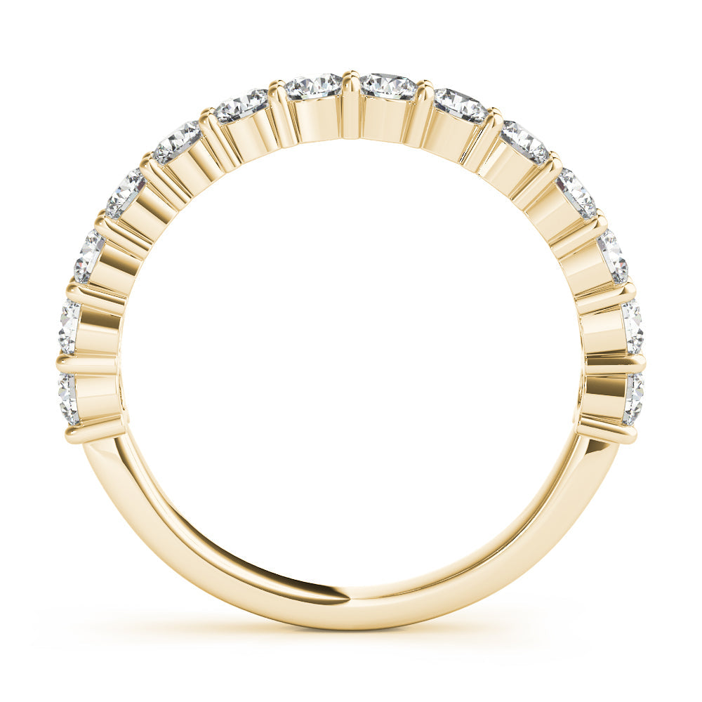 Single Row Prong Set Wedding Half Eternity Ring in Gold & Platinum