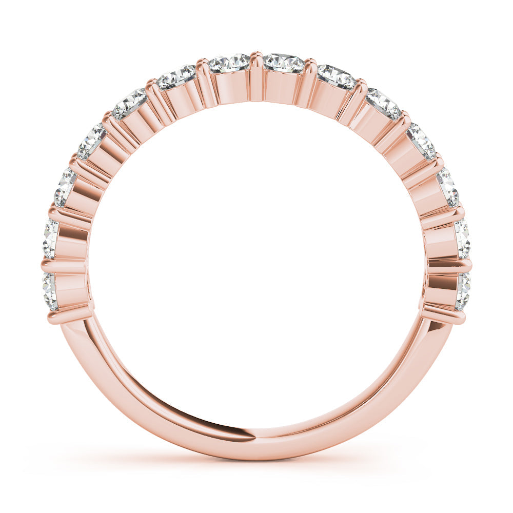 Single Row Prong Set Wedding Half Eternity Ring in Gold & Platinum