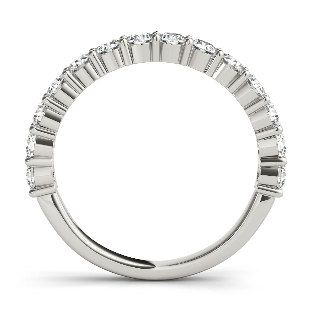 Single Row Prong Set Wedding Half Eternity Ring in Gold & Platinum