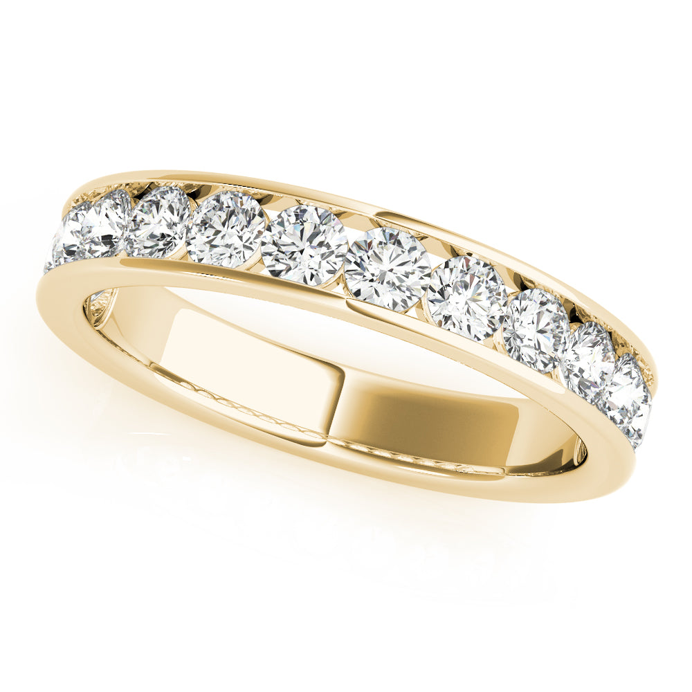 Single Row Channel Set Wedding Half Eternity Ring in 10K/14K gold and platinum with certified lab-grown or natural diamonds