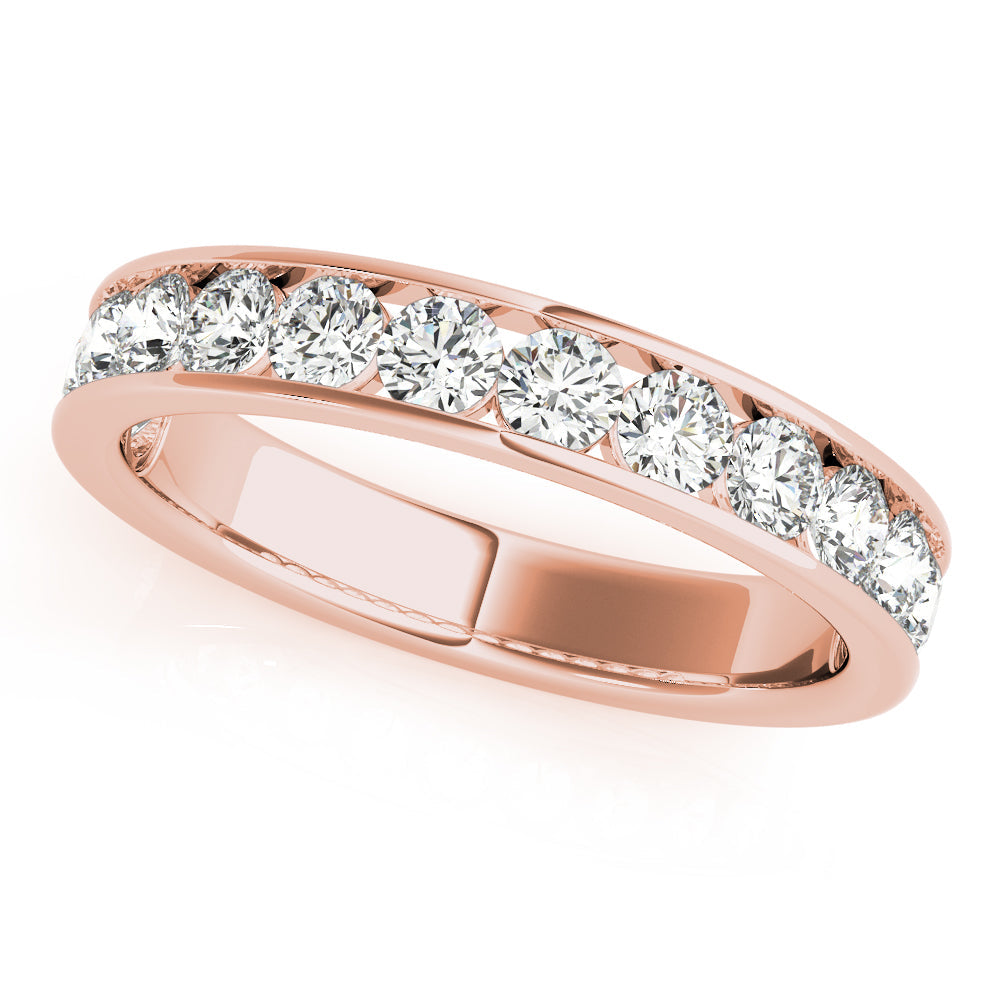 Single Row Channel Set Wedding Half Eternity Ring in Gold & Platinum