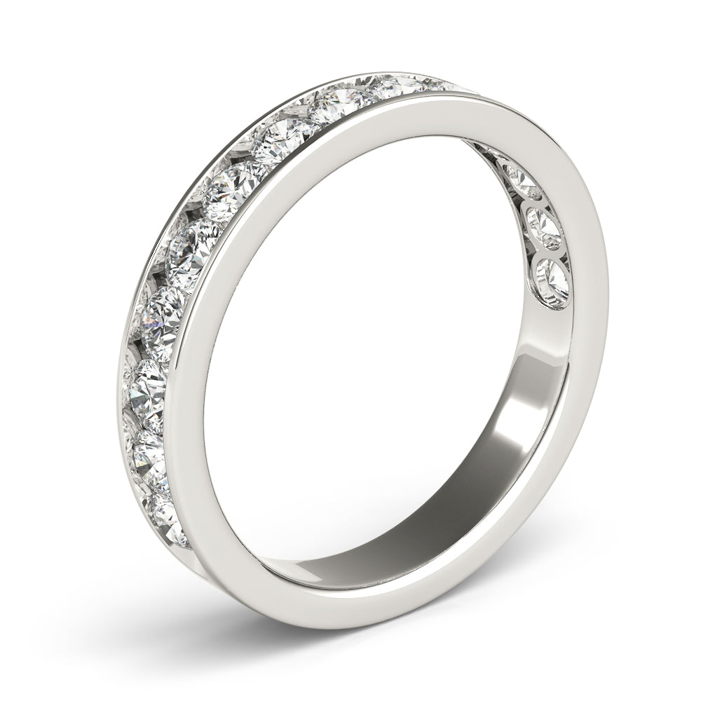 Single Row Channel Set Wedding Half Eternity Ring in Gold & Platinum