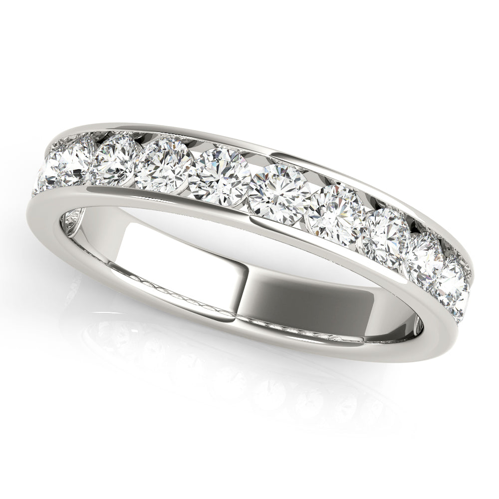 Single Row Channel Set Wedding Half Eternity Ring in Gold & Platinum