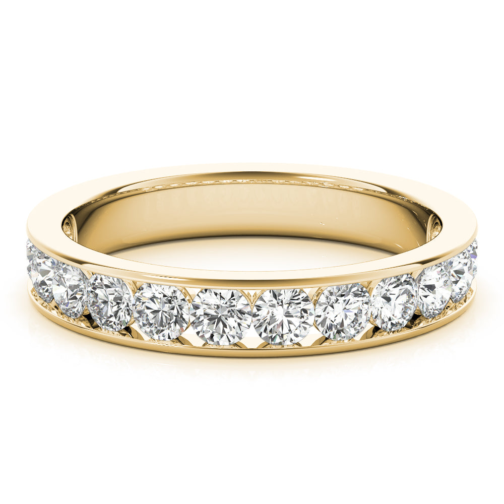 Single Row Channel Set Wedding Half Eternity Ring in Gold & Platinum