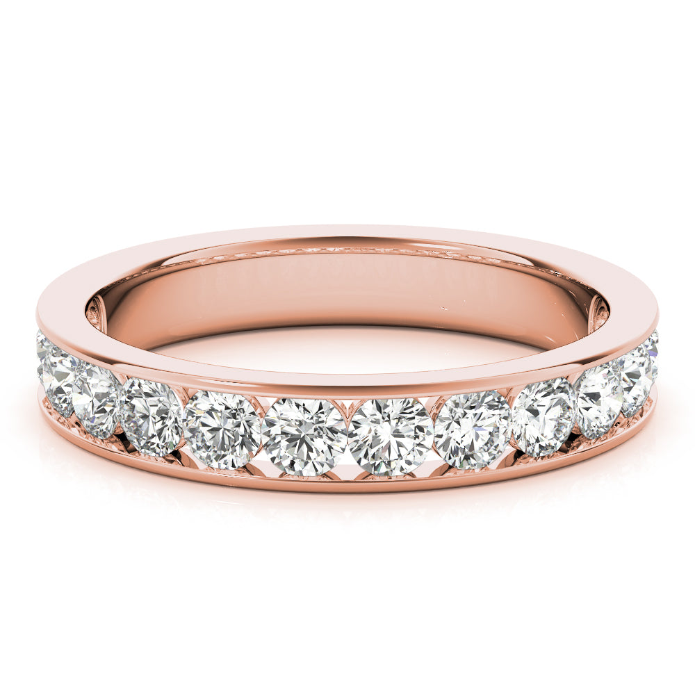 Single Row Channel Set Wedding Half Eternity Ring in Gold & Platinum