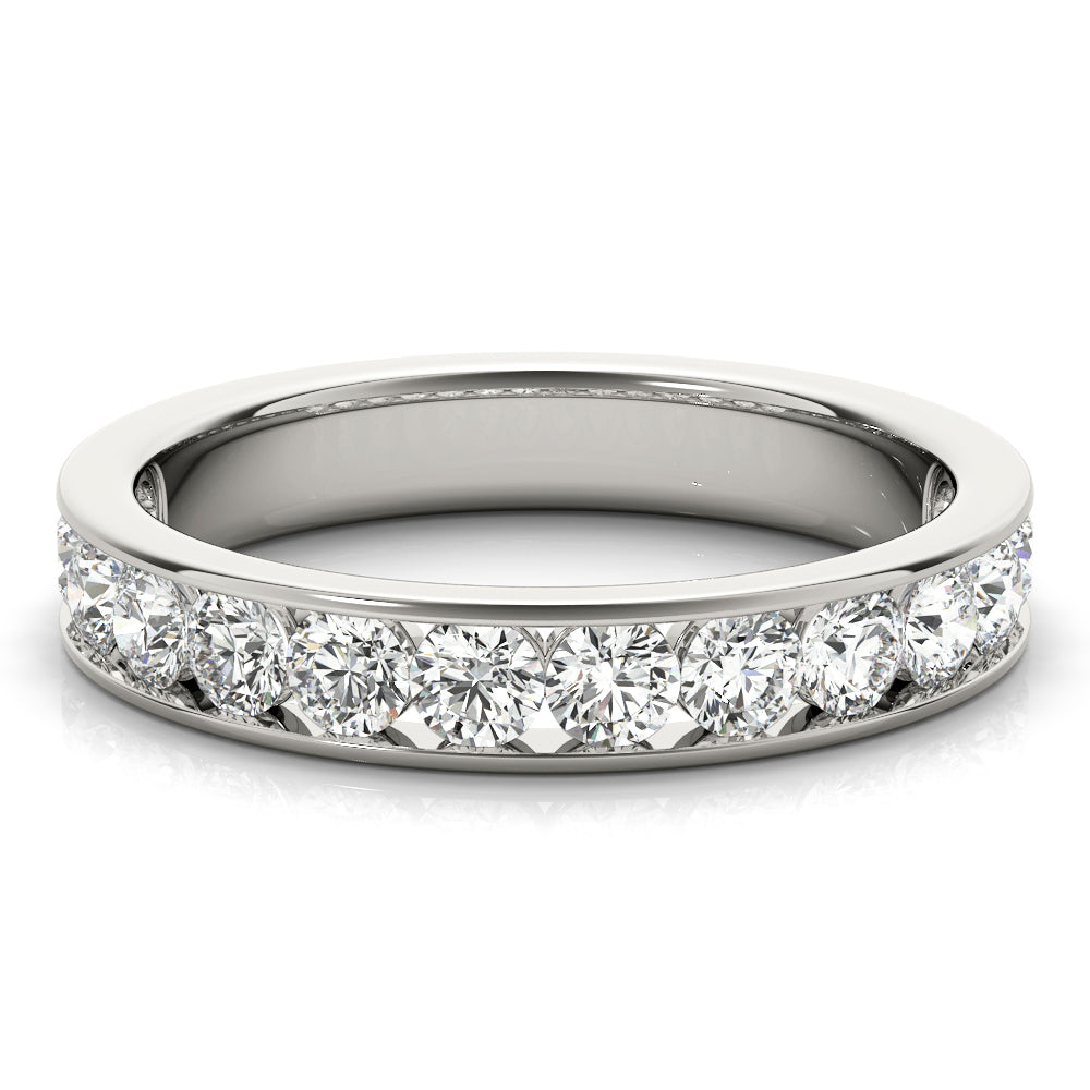 Single Row Channel Set Wedding Half Eternity Ring in Gold & Platinum