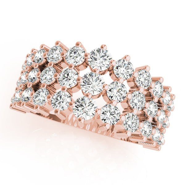 Multirow Prong Set Half Eternity Ring in Gold & Platinum