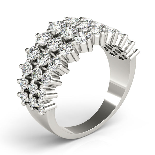 Multirow Prong Set Half Eternity Ring in Gold & Platinum