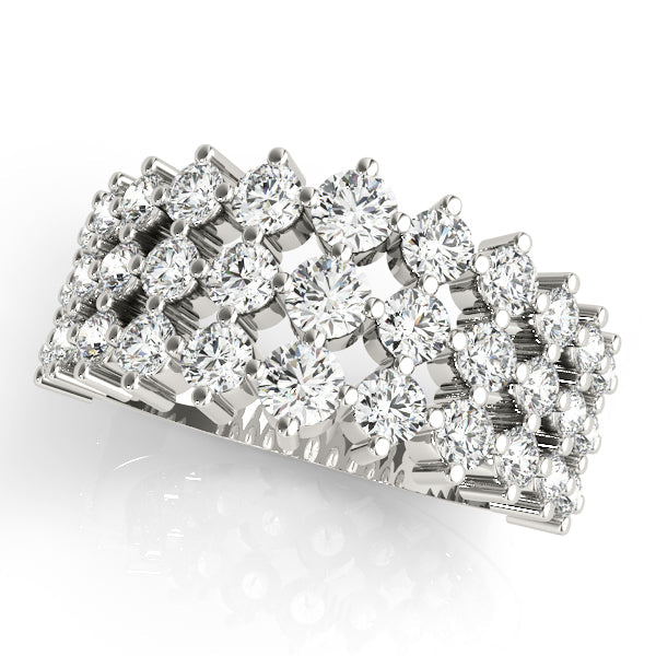 Multirow Prong Set Half Eternity Ring in Gold & Platinum