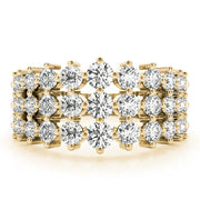 Multirow Prong Set Half Eternity Ring in Gold & Platinum