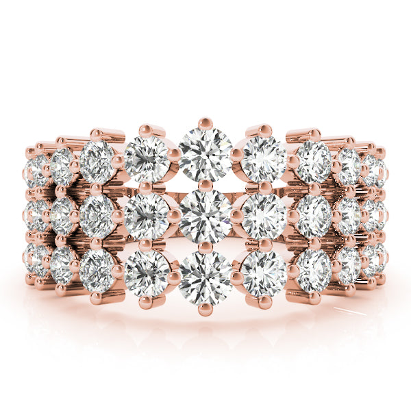 Multirow Prong Set Half Eternity Ring in Gold & Platinum