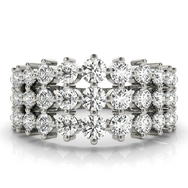 Multirow Prong Set Half Eternity Ring in Gold & Platinum