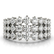 Multirow Prong Set Half Eternity Ring in Gold & Platinum