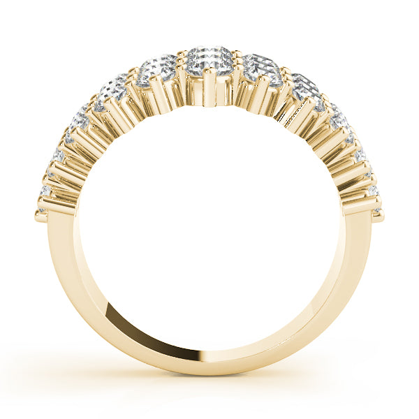 Multirow Prong Set Half Eternity Ring in Gold & Platinum