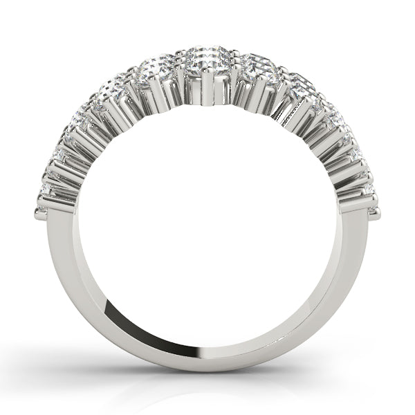 Multirow Prong Set Half Eternity Ring in Gold & Platinum