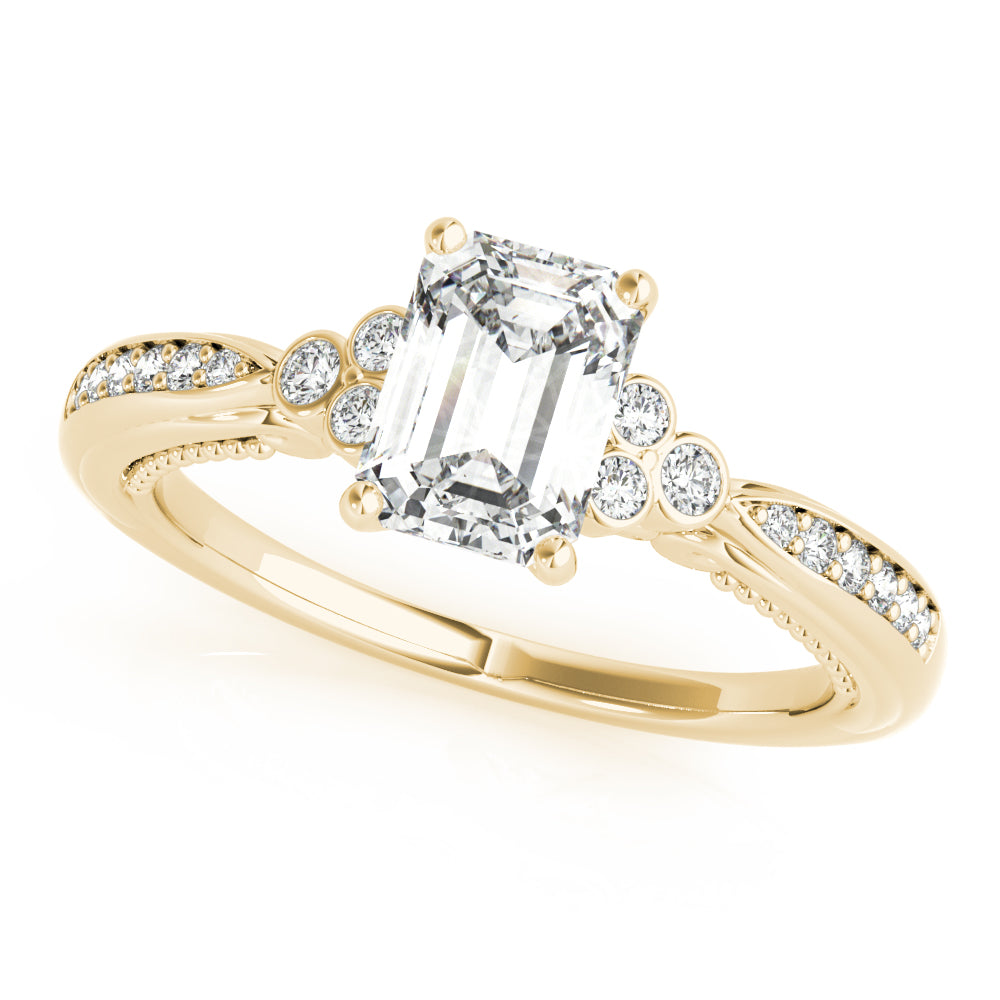 Devoted Fashion Rings Cut Emerald Diamond Engagement Ring in 10K/14K gold and platinum with certified lab-grown or natural diamonds