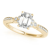 Devoted Fashion Rings Cut Emerald Diamond Engagement Ring in 10K/14K gold and platinum with certified lab-grown or natural diamonds