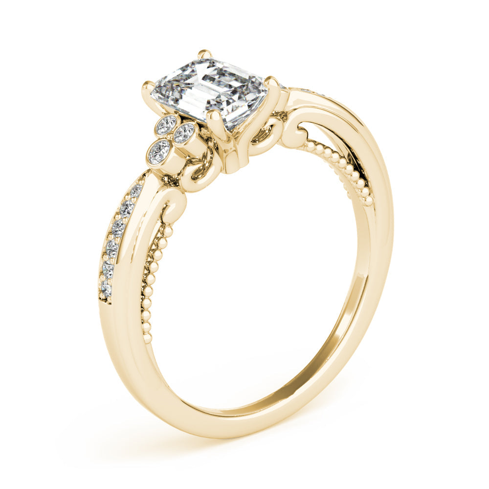 Devoted Fashion Rings Cut Emerald Diamond Engagement Ring in 10K/14K gold and platinum with certified lab-grown or natural diamonds