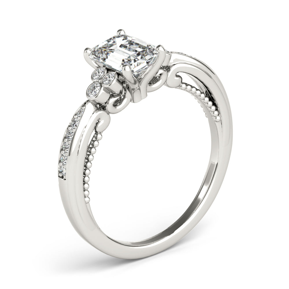 Devoted Fashion Rings Cut Emerald Diamond Engagement Ring in 10K/14K gold and platinum with certified lab-grown or natural diamonds