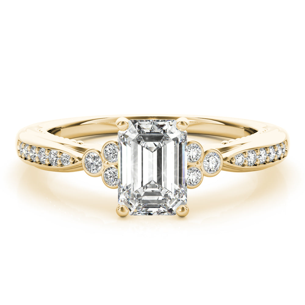 Devoted Fashion Rings Cut Emerald Diamond Engagement Ring in 10K/14K gold and platinum with certified lab-grown or natural diamonds