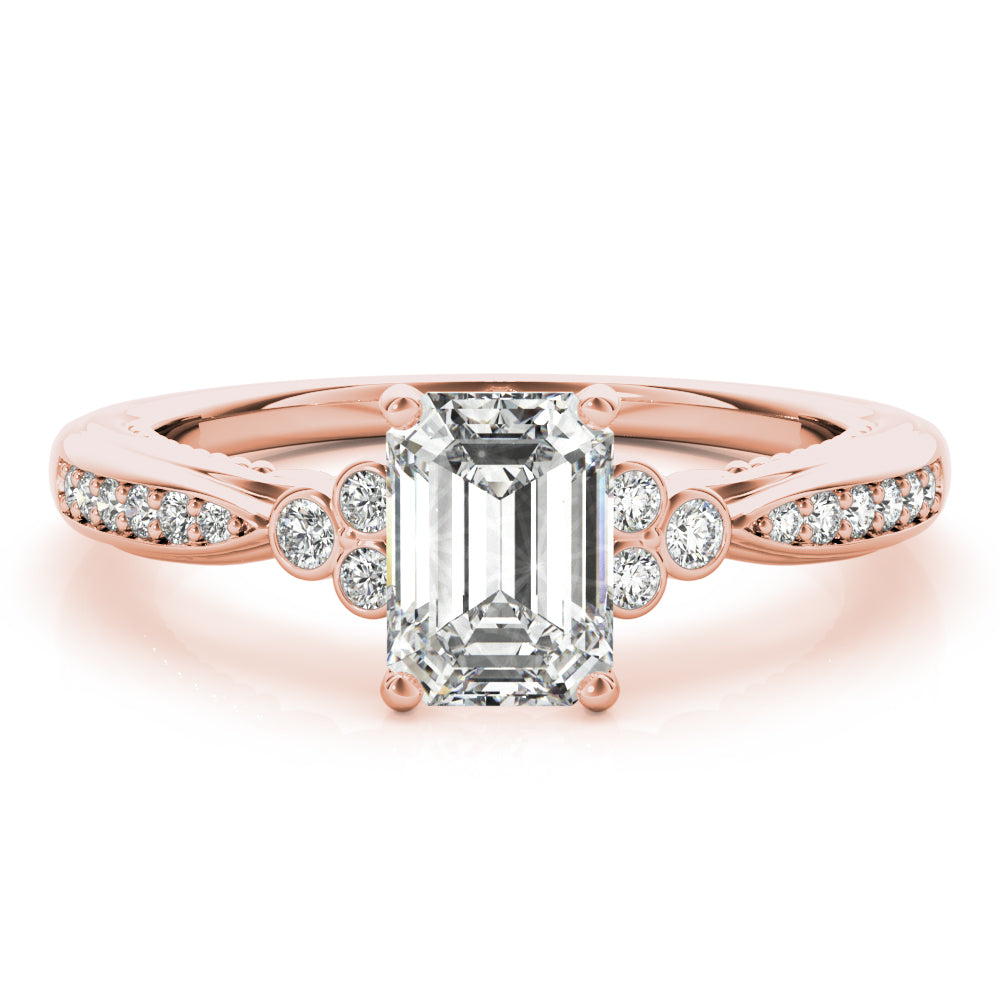 Devoted Fashion Rings Cut Emerald Diamond Engagement Ring in 10K/14K gold and platinum with certified lab-grown or natural diamonds