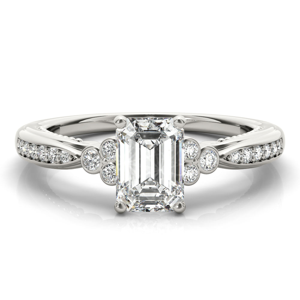 Devoted Fashion Rings Cut Emerald Diamond Engagement Ring in 10K/14K gold and platinum with certified lab-grown or natural diamonds