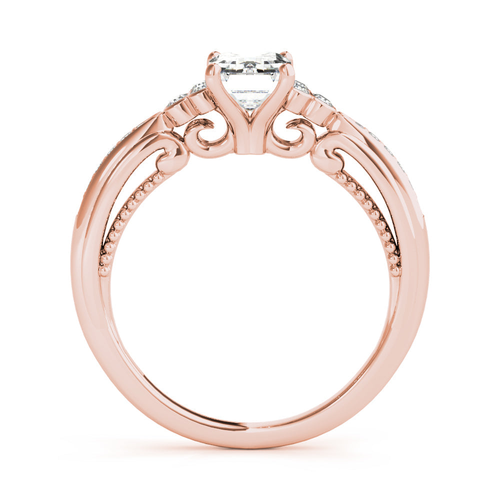 Devoted Fashion Rings Cut Emerald Diamond Engagement Ring in 10K/14K gold and platinum with certified lab-grown or natural diamonds