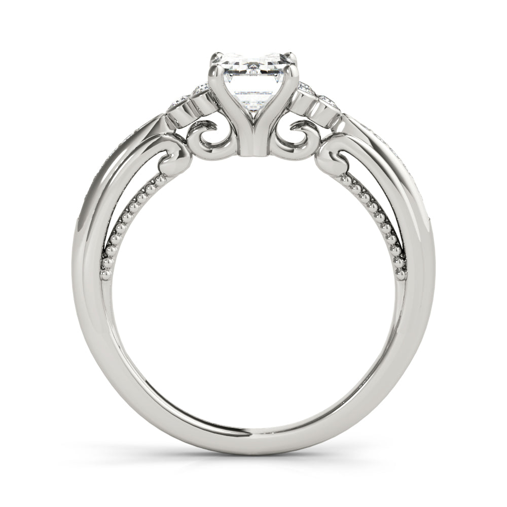Devoted Fashion Rings Cut Emerald Diamond Engagement Ring in 10K/14K gold and platinum with certified lab-grown or natural diamonds