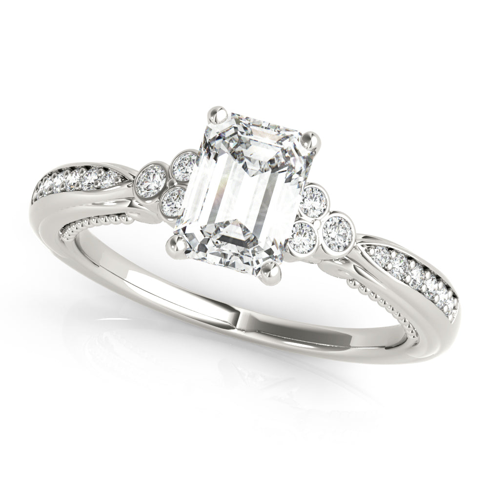 Devoted Fashion Rings Cut Emerald Diamond Engagement Ring in 10K/14K gold and platinum with certified lab-grown or natural diamonds