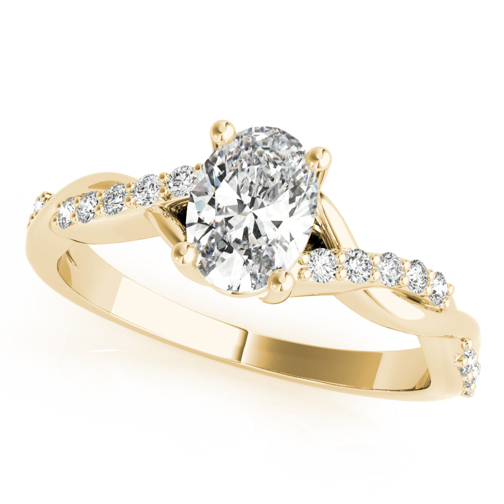 Graceful Fashion Rings Oval Diamond Engagement Ring in 10K/14K gold and platinum with certified lab-grown or natural diamonds