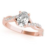 Graceful Fashion Rings Oval Diamond Engagement Ring in 10K/14K gold and platinum with certified lab-grown or natural diamonds
