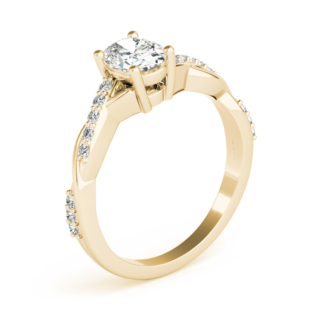 Graceful Fashion Rings Oval Diamond Engagement Ring in 10K/14K gold and platinum with certified lab-grown or natural diamonds