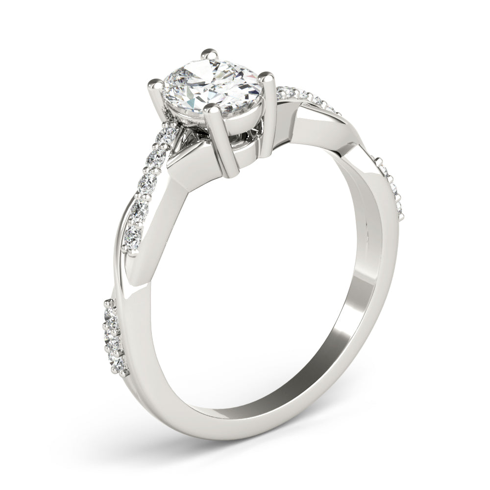 Graceful Fashion Rings Oval Diamond Engagement Ring in 10K/14K gold and platinum with certified lab-grown or natural diamonds