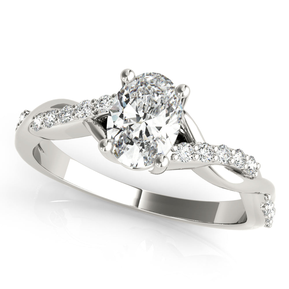 Graceful Fashion Rings Oval Diamond Engagement Ring in 10K/14K gold and platinum with certified lab-grown or natural diamonds