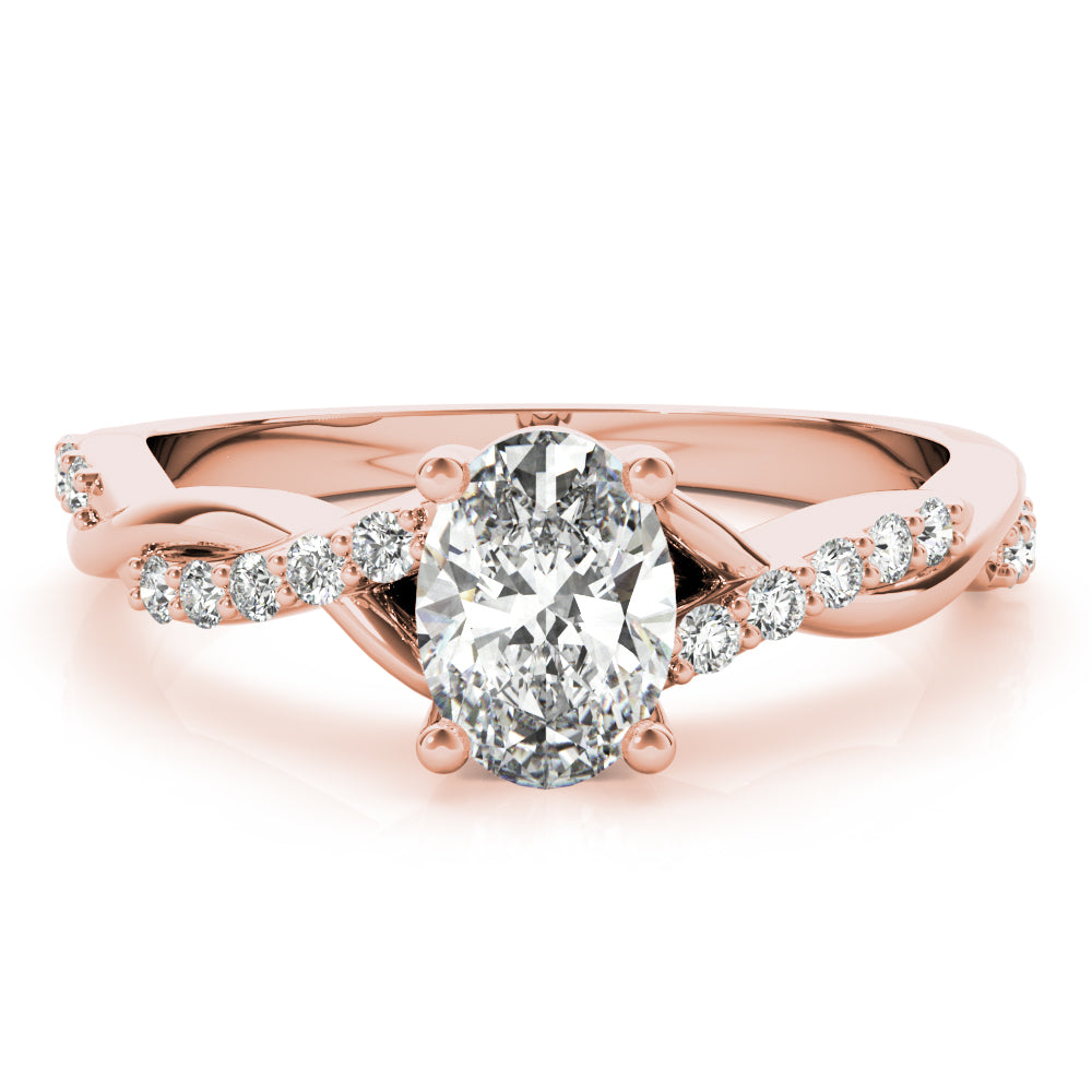 Graceful Fashion Rings Oval Diamond Engagement Ring in 10K/14K gold and platinum with certified lab-grown or natural diamonds