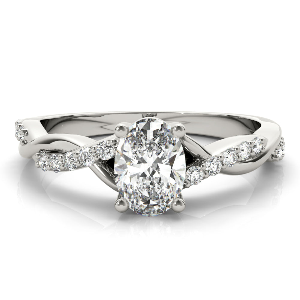 Graceful Fashion Rings Oval Diamond Engagement Ring in 10K/14K gold and platinum with certified lab-grown or natural diamonds