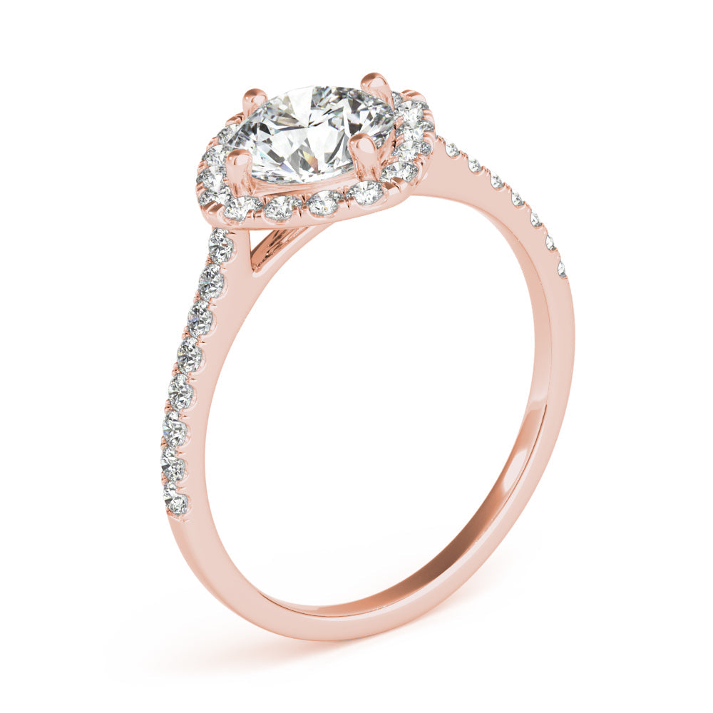 Pristine Center Halo Round Diamond Engagement Ring in 10K/14K gold and platinum with certified lab-grown or natural diamonds