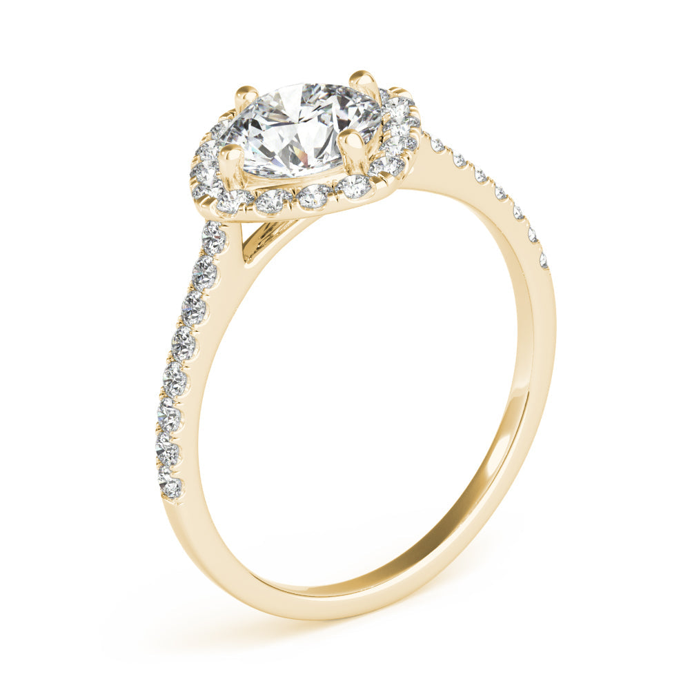 Pristine Center Halo Round Diamond Engagement Ring in 10K/14K gold and platinum with certified lab-grown or natural diamonds