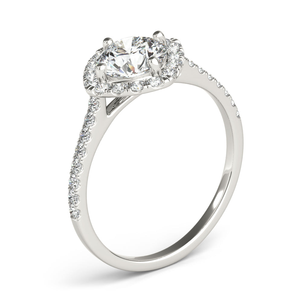 Pristine Center Halo Round Diamond Engagement Ring in 10K/14K gold and platinum with certified lab-grown or natural diamonds