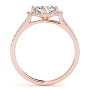 Pristine Center Halo Round Diamond Engagement Ring in 10K/14K gold and platinum with certified lab-grown or natural diamonds
